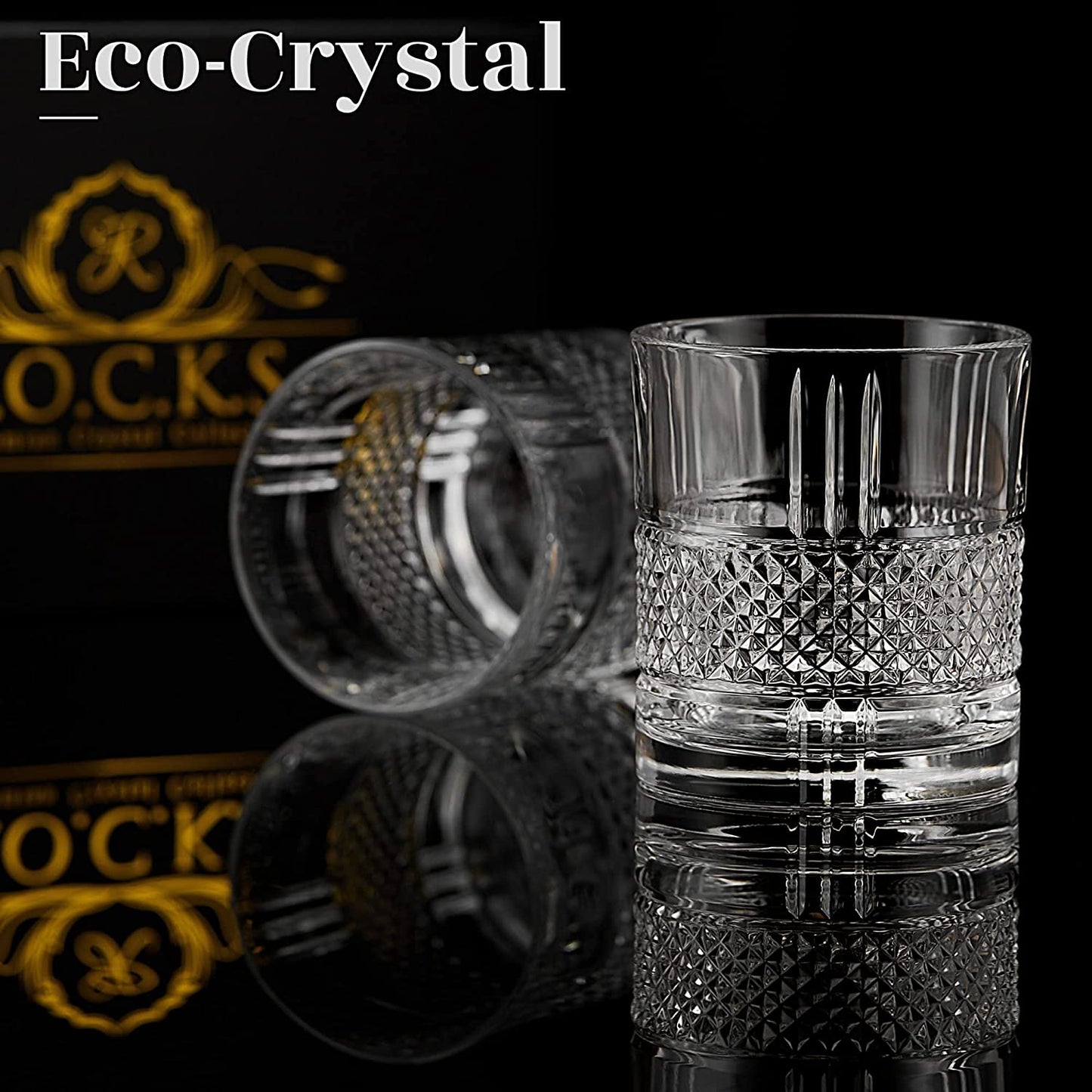 Crystal Whiskey Glasses - Set of 2 Reserve Glass Tumblers (11.5oz)
