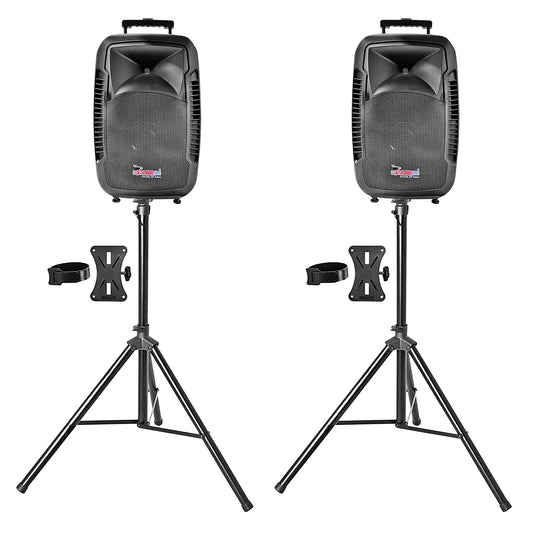 15" Passive DJ PA Speaker System With Speaker Stand & Bag PC SS 2PCS