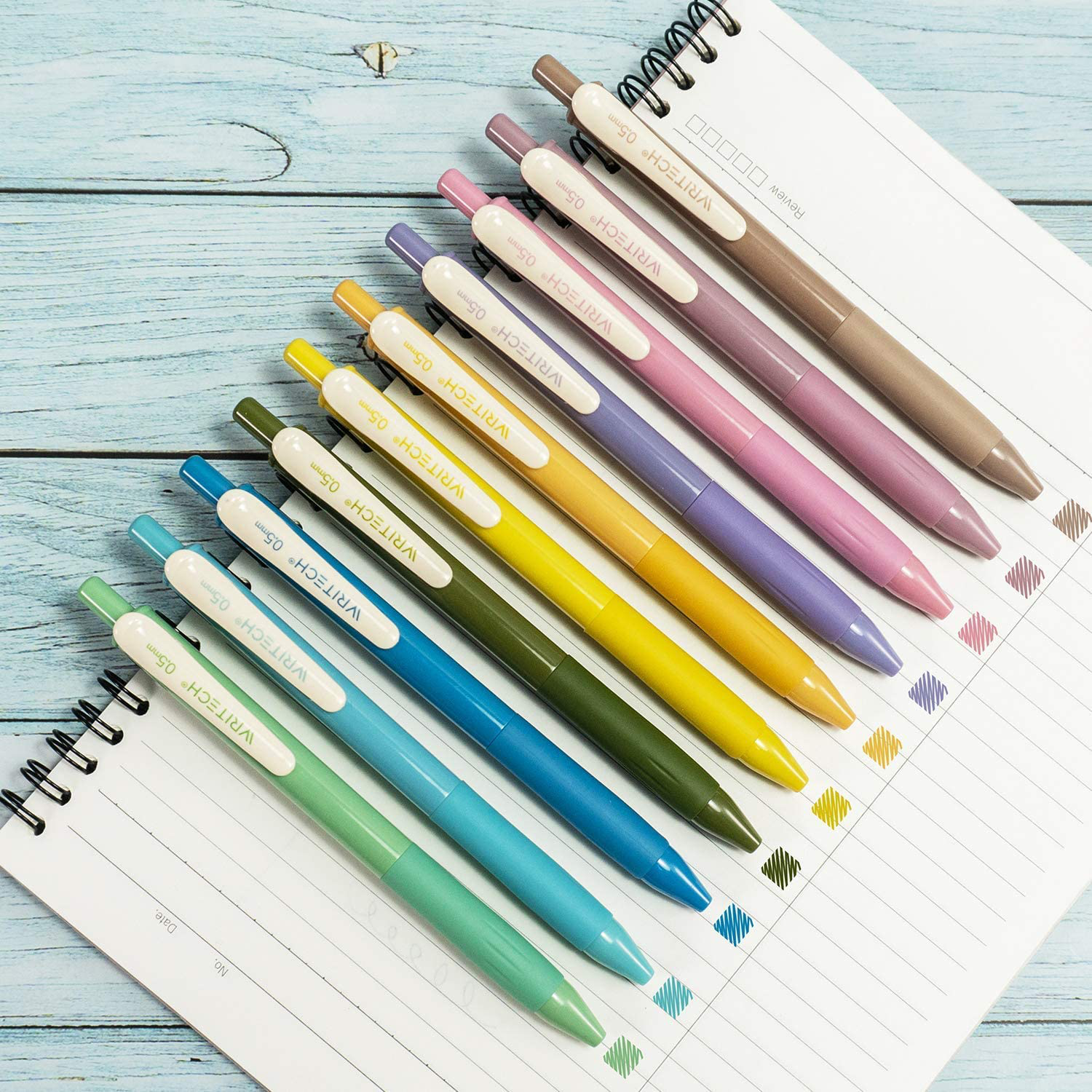 Writech Retractable Gel Pens Quick Dry Ink Pens Fine Point 0.5mm 10  Assorted Unique Vintage Colors For Journaling Drawing