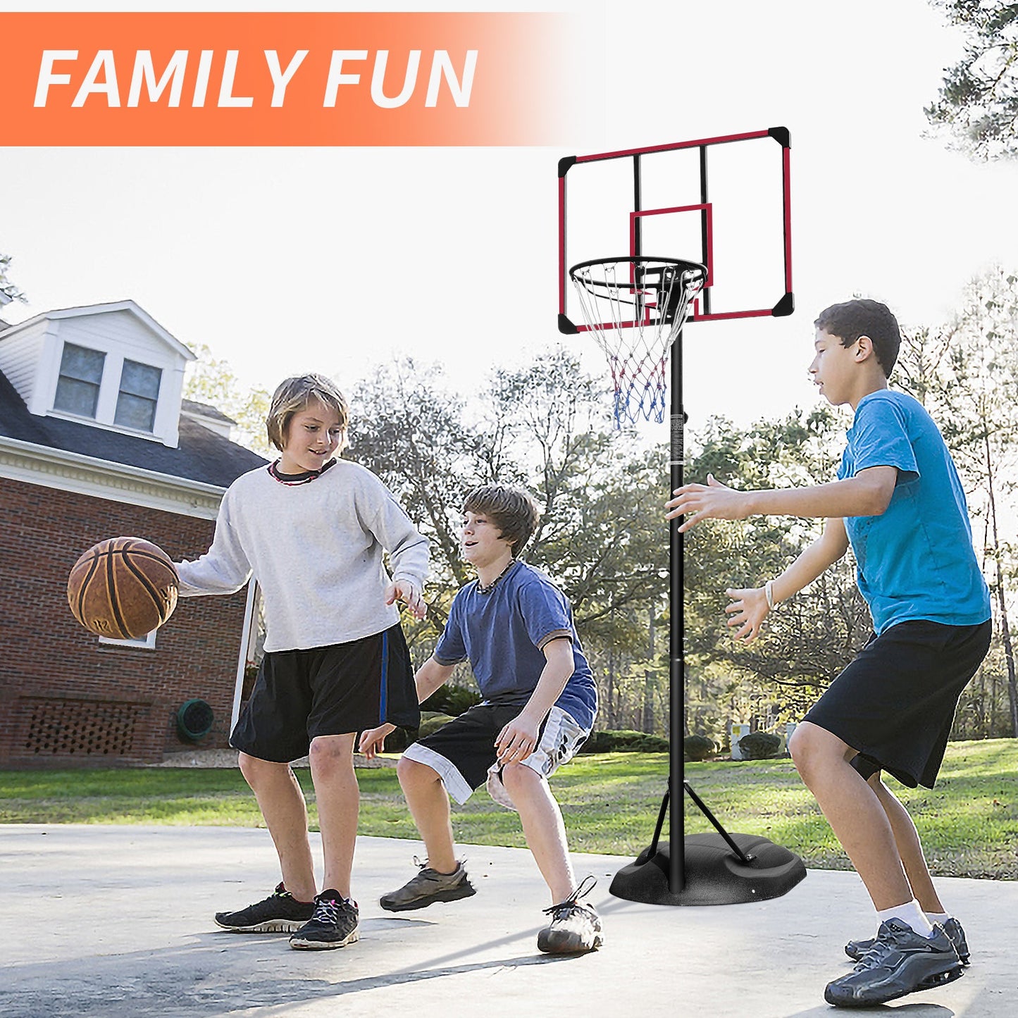 Portable Basketball Hoop System Stand Height Adjustable 7.5ft - 9.2ft