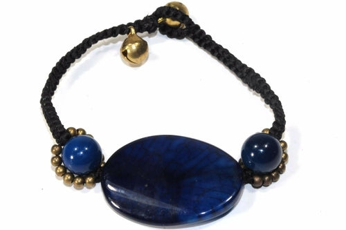 Blue Agate Slice & Rounds Bracelet