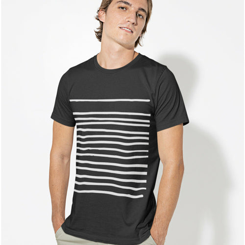 Mens T-Shirt with Lines in Black