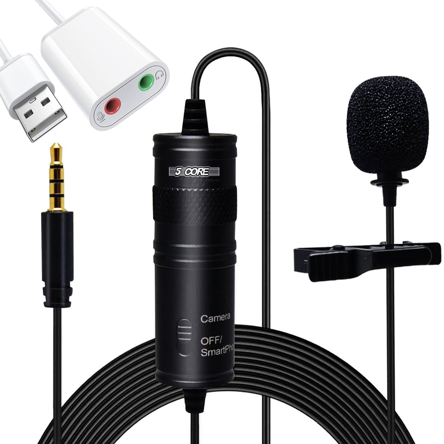 Professional Lavalier Mic, Microphone for Phone, Clip on Lav Microfono