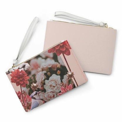 Floral Grunge Design Zipped Clutch Bag