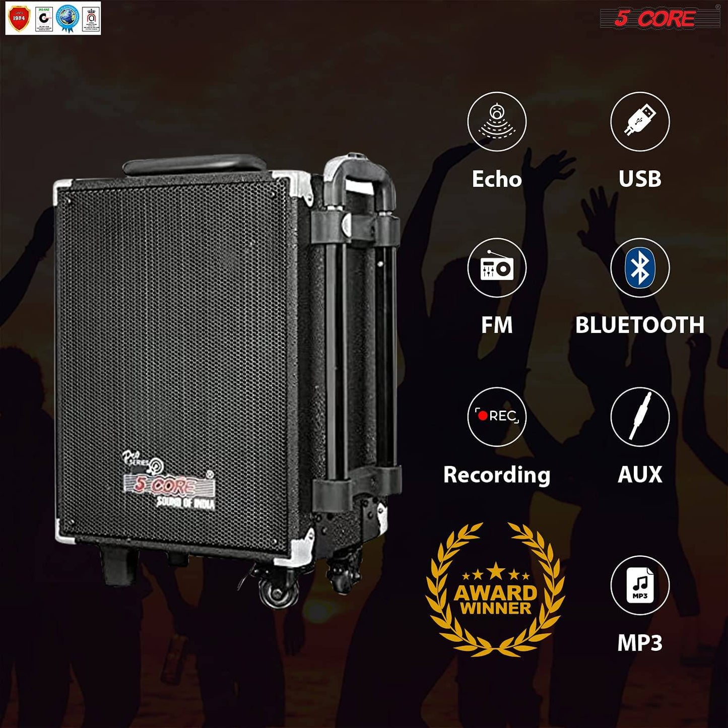 5 Core 8 Portable PA System Bluetooth Karaoke Machine