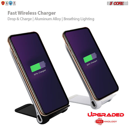 5 Core Wireless Fast Charge Stand Black & White Pair Dock Phone