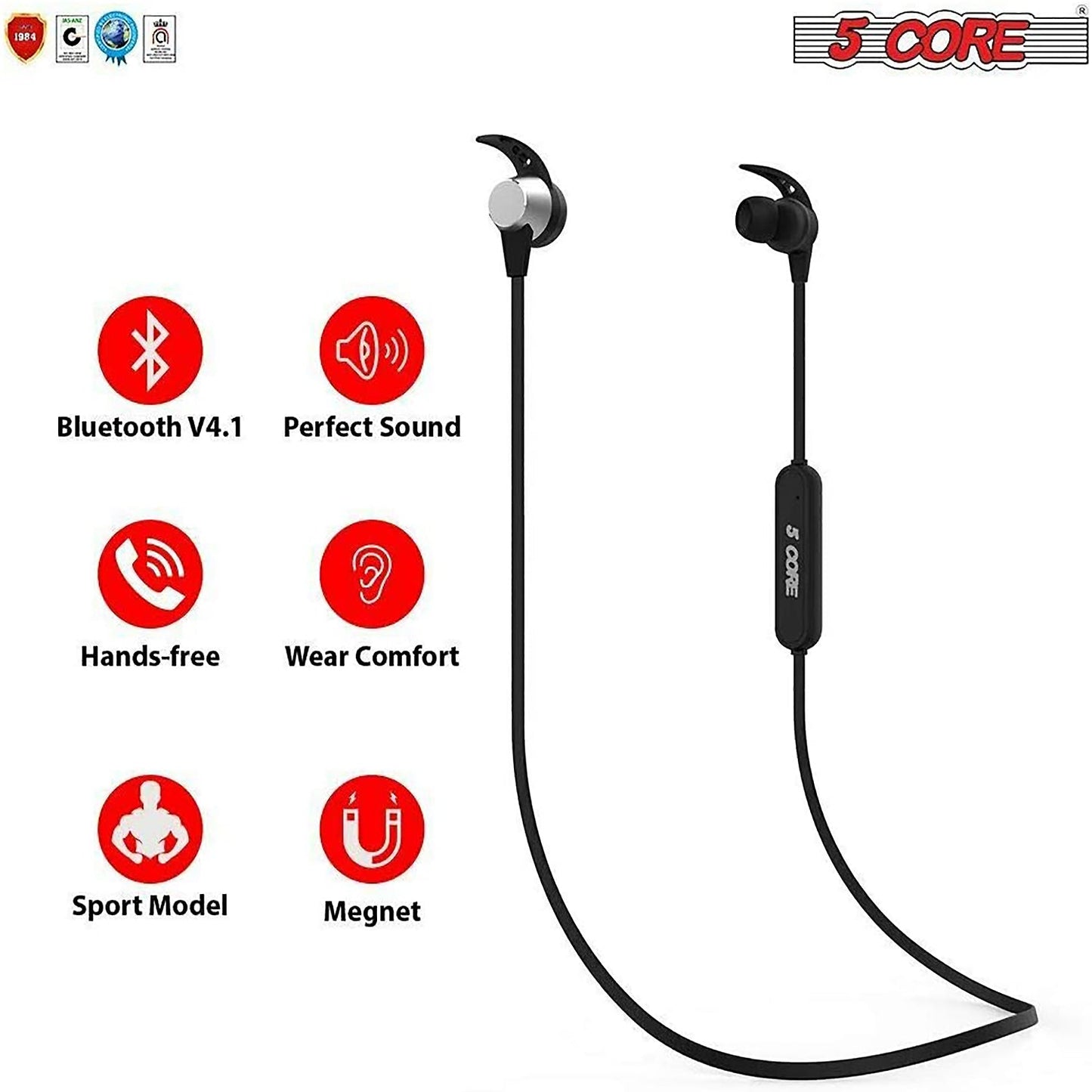 5 CORE Premium Bluetooth Earbuds Neckband Magnetic Bluetooth