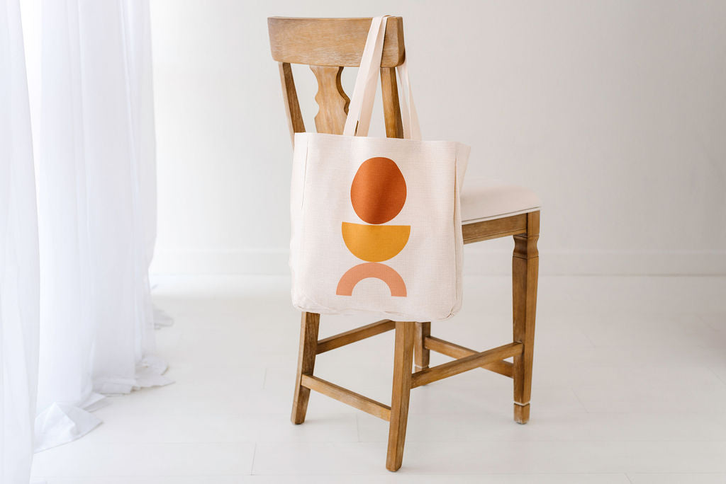 Mod Boho Geometric Linen Tote Bag,College Student Gift, Christmas Gift