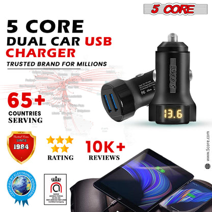 5 Core Car USB Fast Charger Dual Car Phone Charger IPhone Samsung