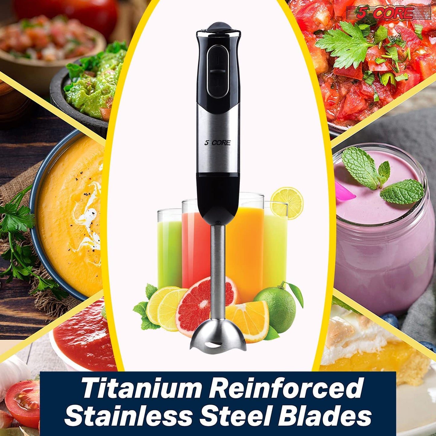 5 Core Immersion Hand Blender 500W Multifunctional Powerful Electric