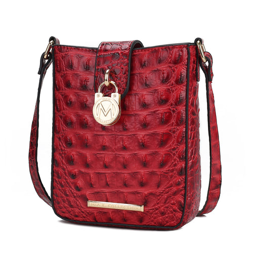 Avery Faux Crocodile Embossed Vegan Leather Women Crossbody Bag