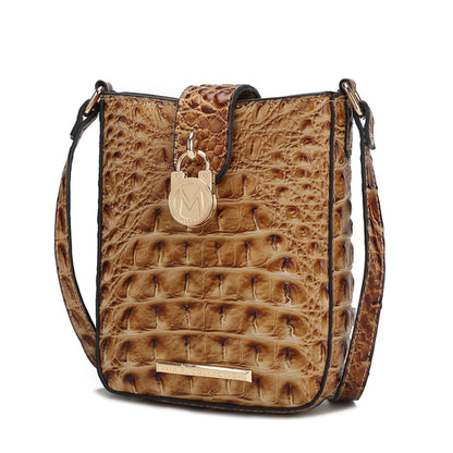 Avery Faux Crocodile Embossed Vegan Leather Women Crossbody Bag