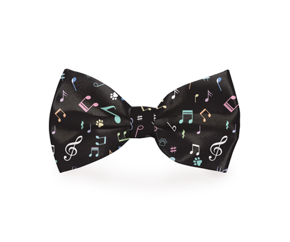 Music Notes Black Dog Bow Tie