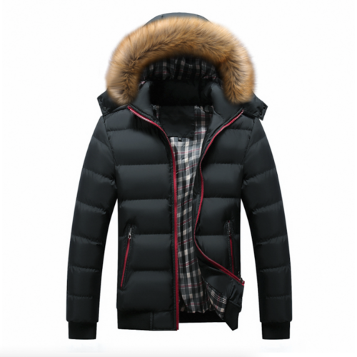 Mens Two Tone Puffer Jacket with Removable Hood