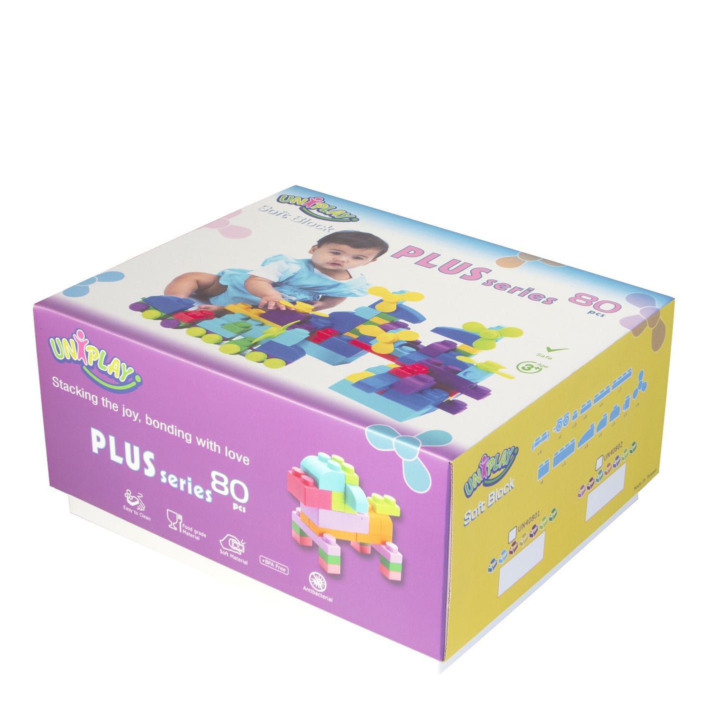 UNiPLAY Soft Building Blocks Plus Series 80pcs Primary Color