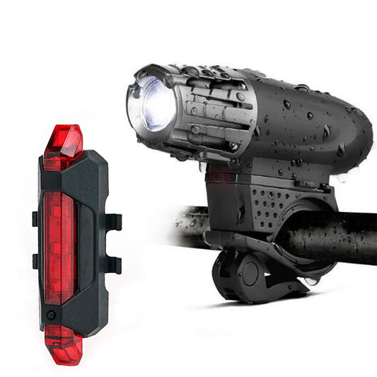USB Rechargeable Head & Tail Light Set, 4 Modes, LED