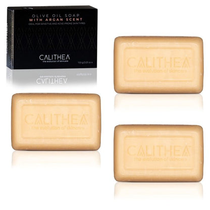 CALITHEA  3 Pack 100% Natural, Organic Olive Oil Soap with Argan