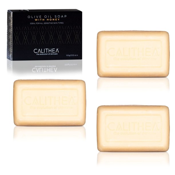 CALITHEA  3- Pack 100% Pure Natural, Organic Olive Oil Soap with Honey
