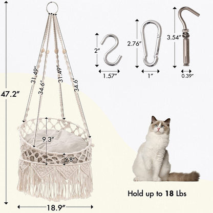 Mewoofun Cat Hammock Bed Cotton Hanging Cat Bed for Indoor Cats