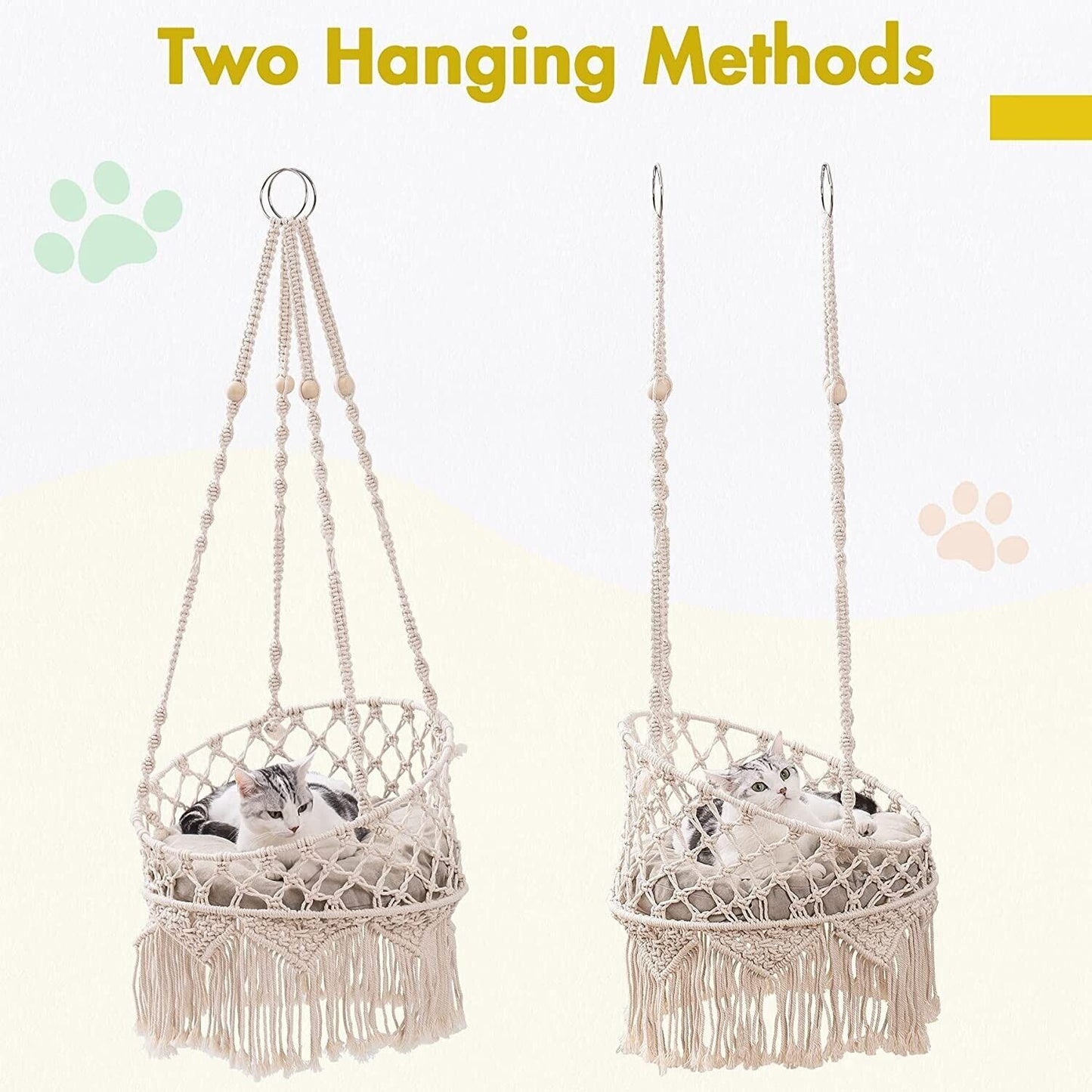 Mewoofun Cat Hammock Bed Cotton Hanging Cat Bed for Indoor Cats