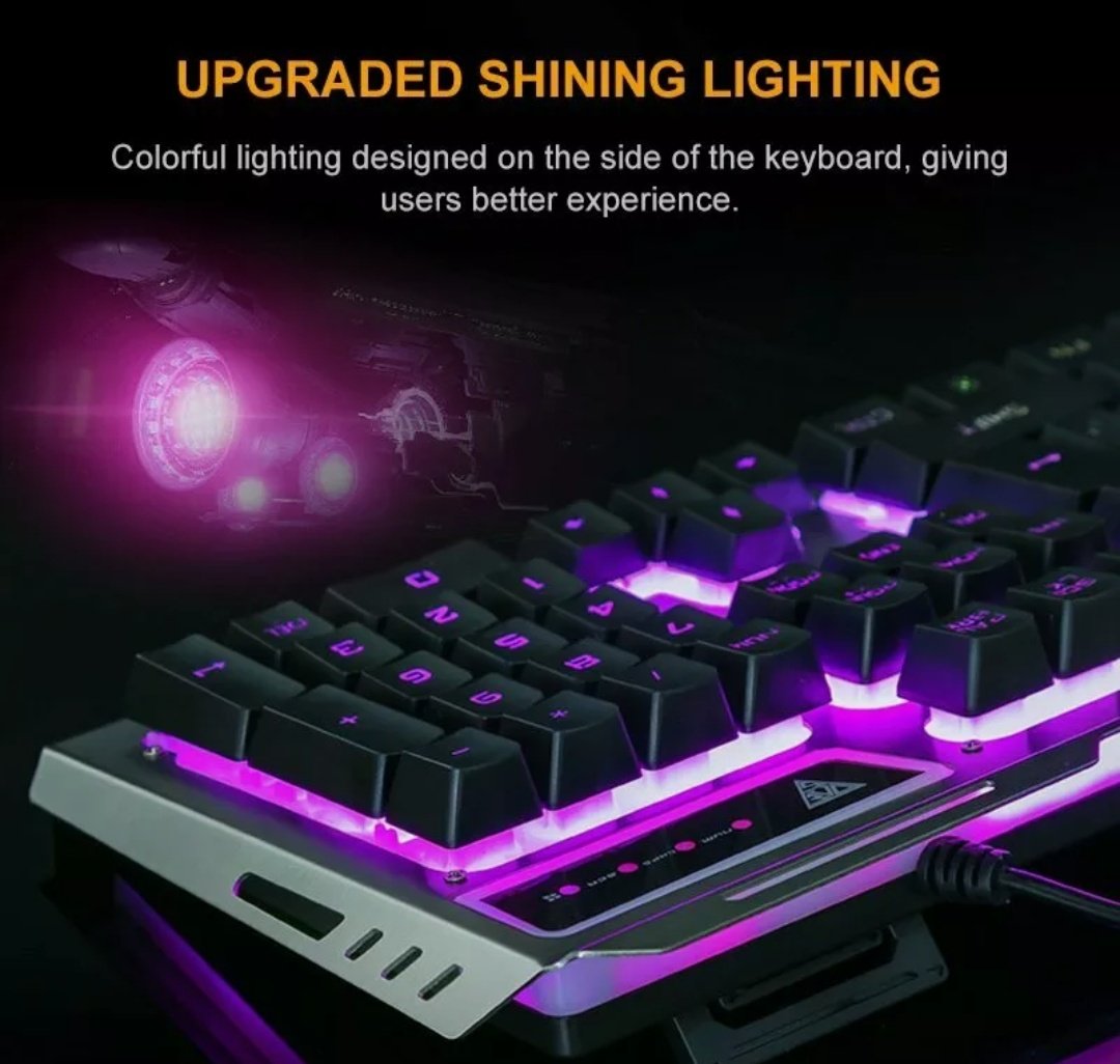 Ninja Dragon Metallic Silver Mechanical Gaming Keyboard and Mouse Set