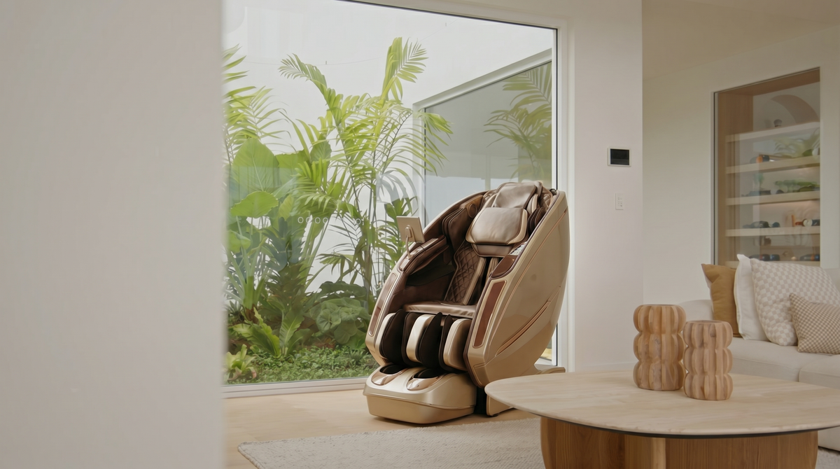 Rayan Champagne Gold massage chair alternate view