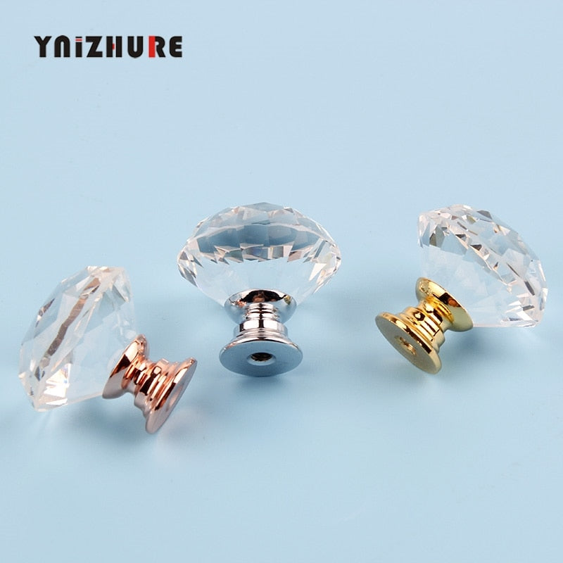 Diamond Shape Crystal Glass Knobs