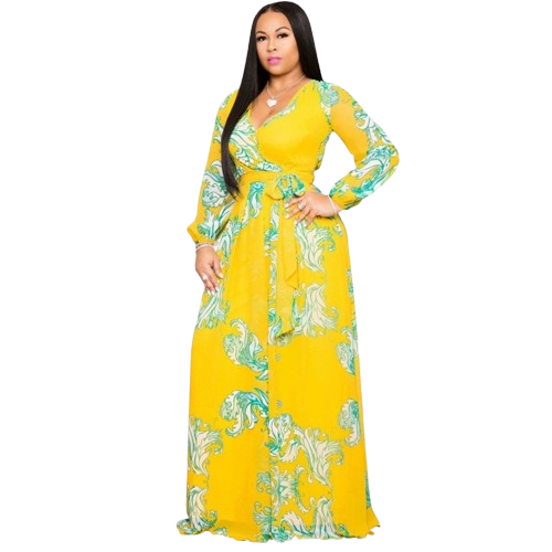 Chiffon Print Plus Size Dress