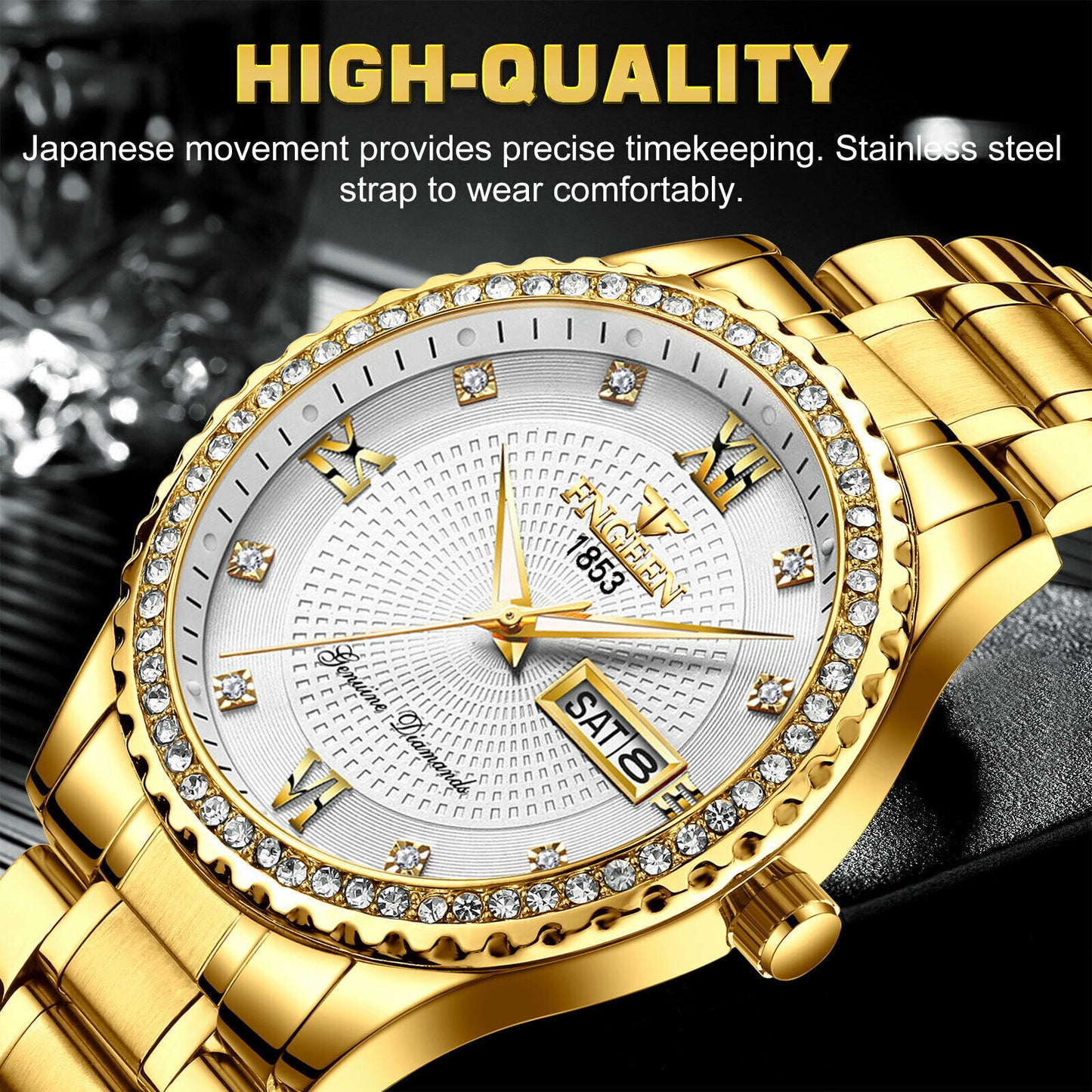 Men's Gold Stainless Steel Quartz Watch