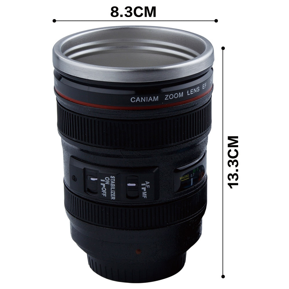 Creative 400ml Stainless Steel Liner Camera Lens Mugs