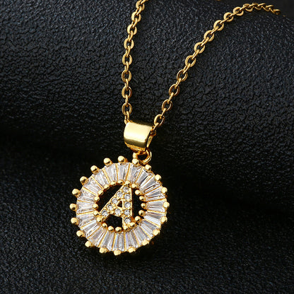 Letter Necklace Female Necklace 26 Letters Copper Inlaid Cubic Zircon