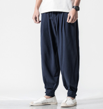 Cotton and linen casual trousers