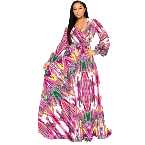 Chiffon Print Plus Size Dress