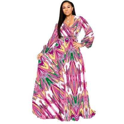 Chiffon Print Plus Size Dress