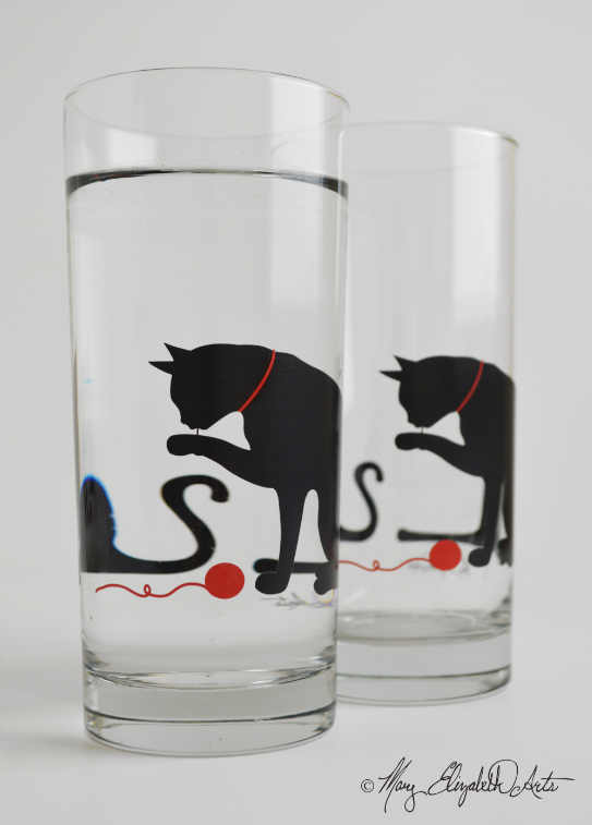 Cat and Yarn Glasses, Cat Lover Gift Set