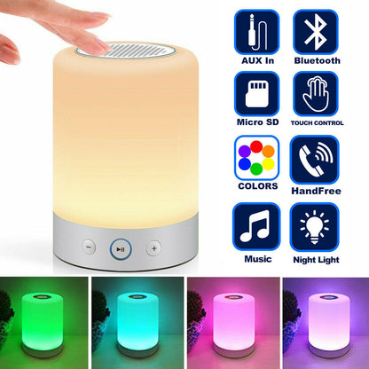 Wireless Bluetooth Speaker W/Color Changing Touch Lamp