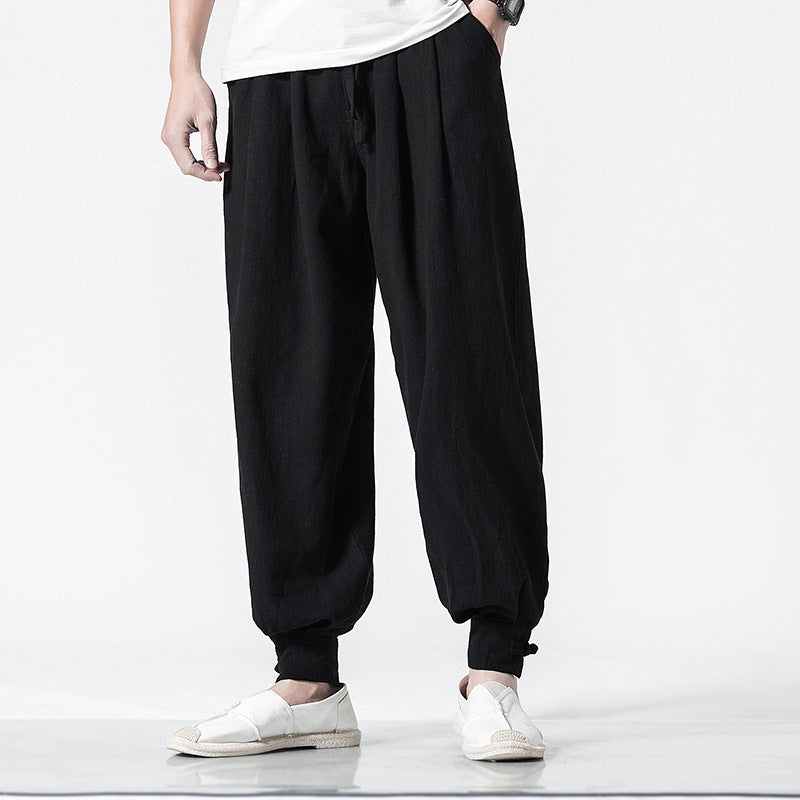 Cotton and linen casual trousers