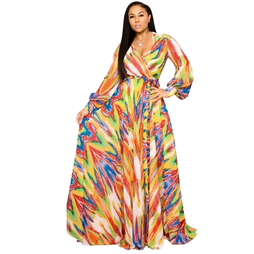 Chiffon Print Plus Size Dress