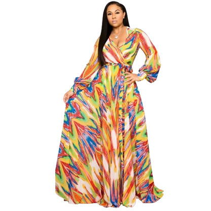 Chiffon Print Plus Size Dress