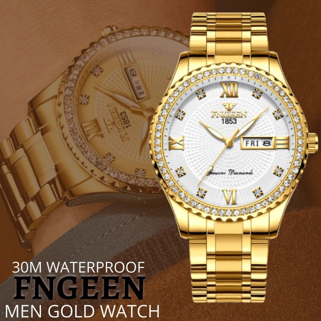 Men's Gold Stainless Steel Quartz Watch