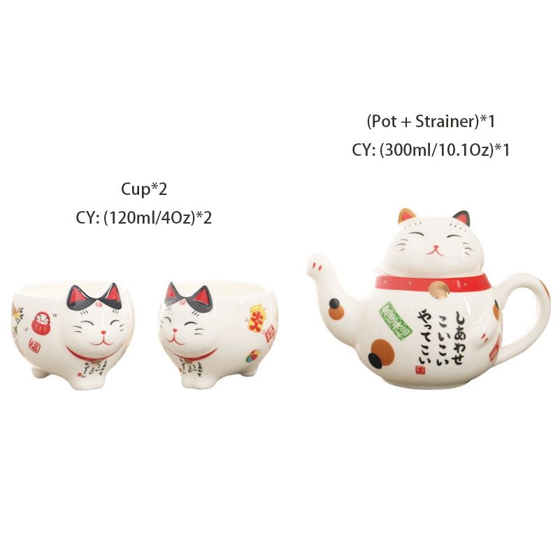 Cute Japanese Lucky Cat Porcelain Tea Set