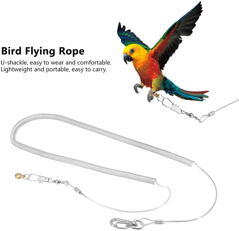 6m Bird Anti-bite Flying Training Rope Leash Kits Random Color for Parrot Cockatiels Starling Birds(Foot Ring Dia. 8.5mm)