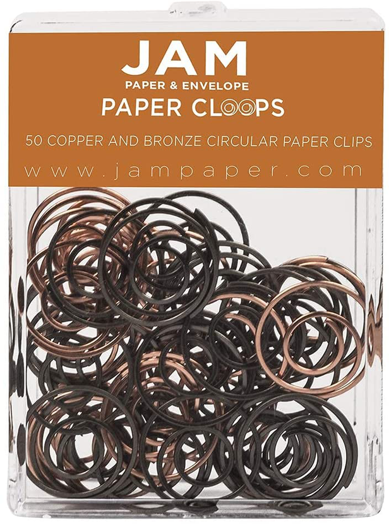 JAM PAPER Circular Paper Clips - Round Paperclips - Teal - 50/Pack