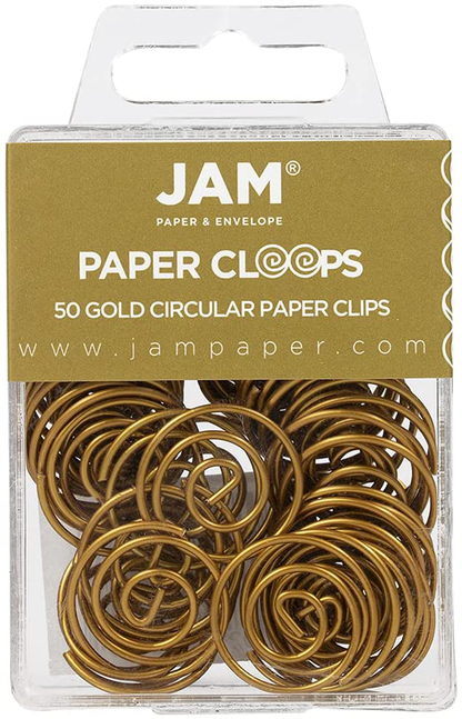 JAM PAPER Circular Paper Clips - Round Paperclips - Teal - 50/Pack