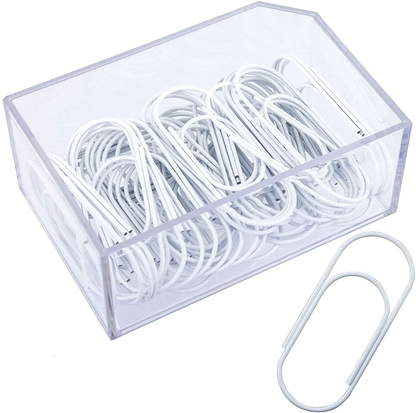 Tesstor Wide Paper Clips Jumbo Smooth Finish Large Paperclips Steel 2 Inch Non Skid Paper Clips for Planner 50mm Office Supplies 50pcs(White) )