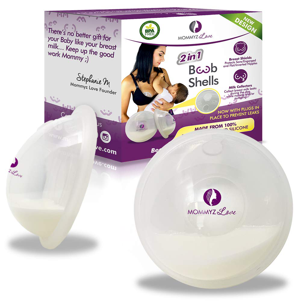 Breast Shell & Milk Catcher for Breastfeeding Relief (2 in 1) Protect Cracked, Sore, Engorged Nipples & Collect Breast Milk Leaks During The Day, While Nursing or Pumping (4 Pack)