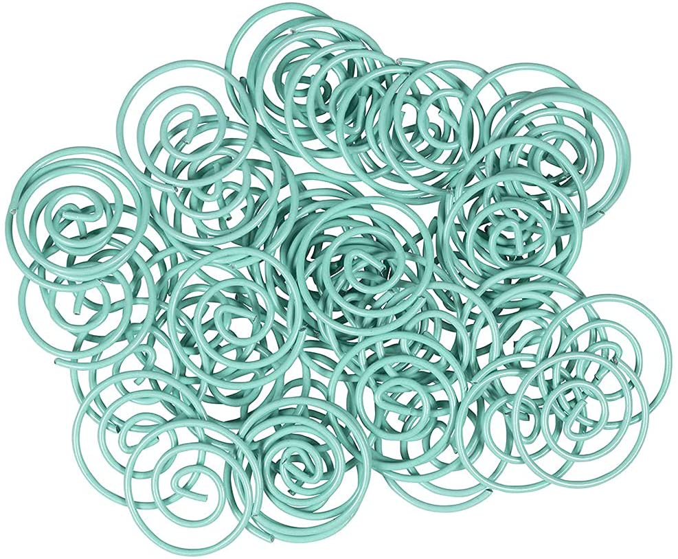 JAM PAPER Circular Paper Clips - Round Paperclips - Teal - 50/Pack