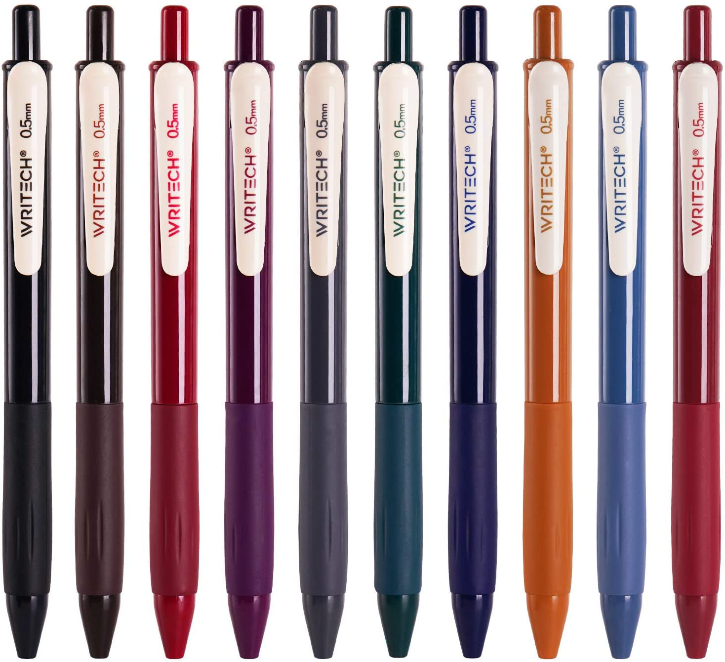 Writech Retractable Gel Pens Quick Dry Ink Pens Fine Point 0.5mm 10 Assorted Unique Vintage Colors For Journaling, Drawing, Doodling, and Notetaking (Vintage 2)