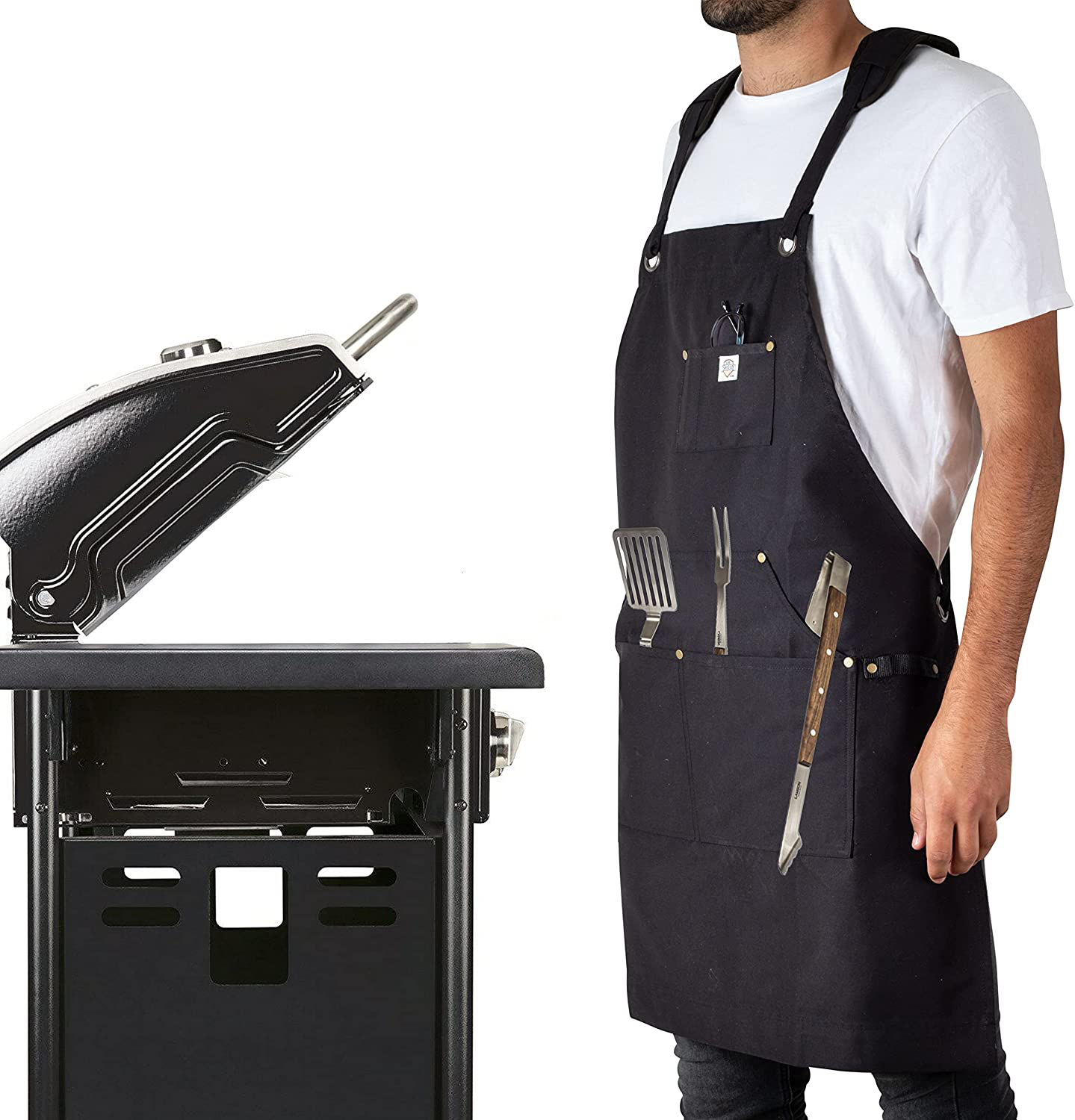 Ur-Shield bbq Apron for Man - Fire Retardant Apron – Premium Cooking Apron with Convenient Pockets – Real Flame Resistant Work Apron for BBQ, Cooking, Grilling, Woodwork