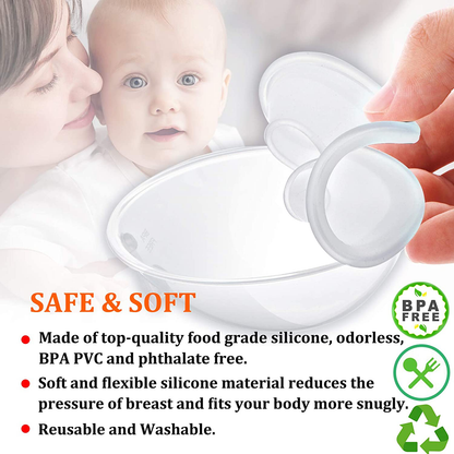 Breast Shells, Milk Catcher, (2PCS) Breastmilk Collector, Milk Savers for Breastfeeding, Nipple Shields with Plug, for Milk Leaks, Collect Breastmilk, Protect Cracked Nipple, Reusable & BPA-Free